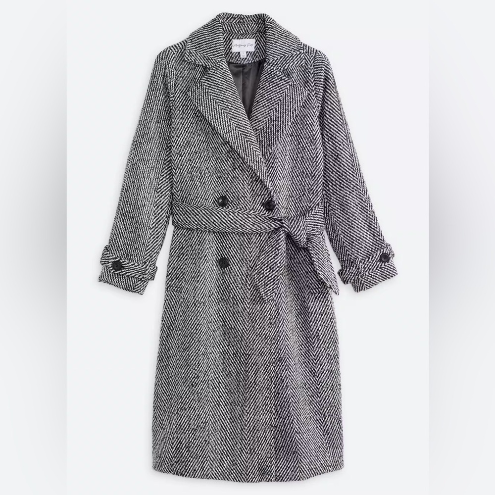 Montgomery Post Plaid Belted Long Car Coat